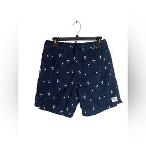 Katin Fields Cord Local Shorts Small Navy Blue Floral